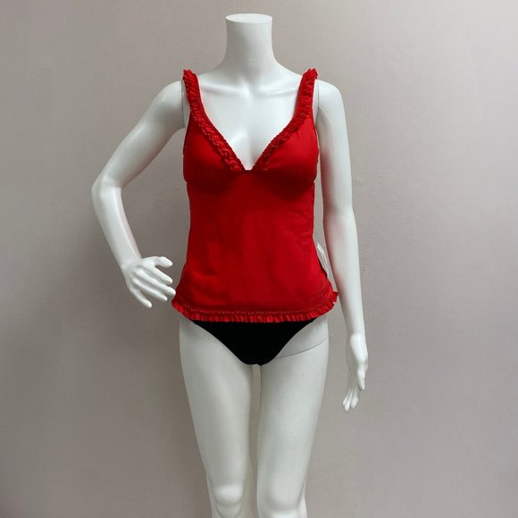 ABS by Allen Schwartz Red Tankini Swim Top - Picture 2 of 8